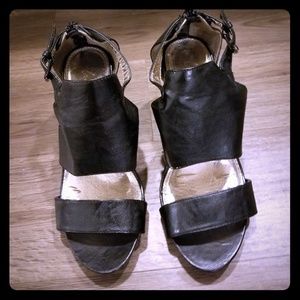 Black leather sandals